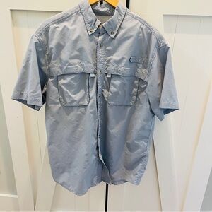 LLBean Men’s Shirt Blue Vented Back Short Sleeves Outdoor Travel Large